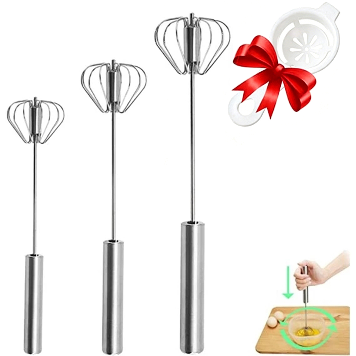 1/3pcs Stainless Steel Egg Bea - огляд і ціна Kitchen Gadgets Blender